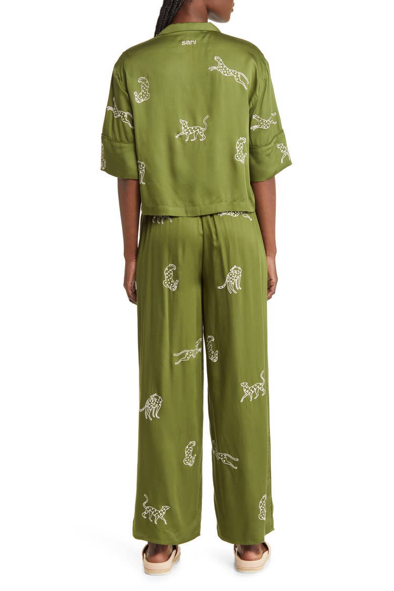 Embroidered Lounge Set, Alternate, color, GREEN