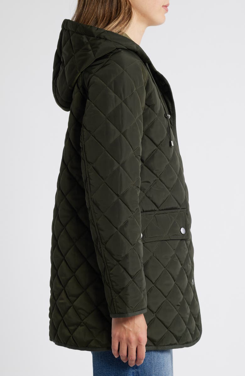 Lucky Brand Quilted A-Lined Hooded Coat, Alternate, color, 