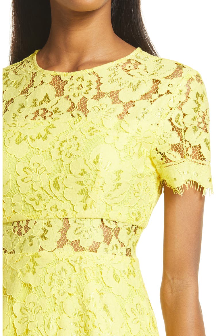 Lace Short Sleeve Midi Dress, Alternate, color, CITRON
