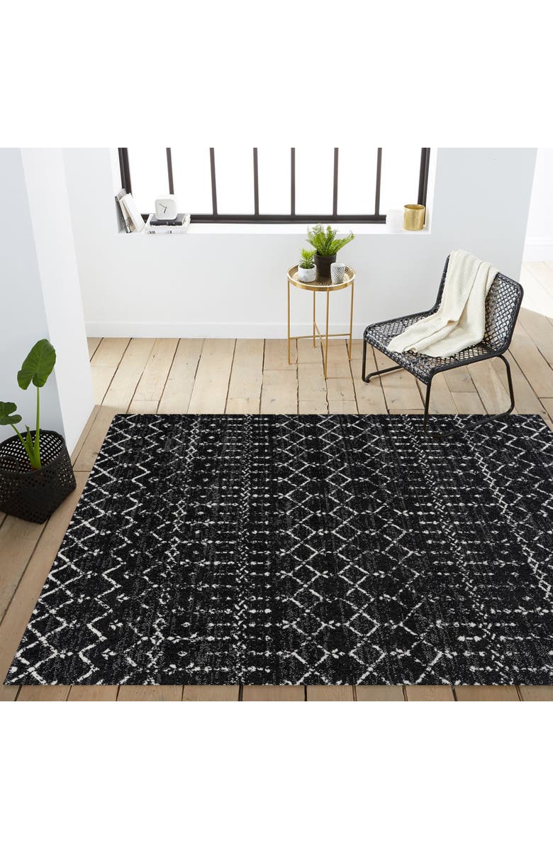 JONATHAN Y Moroccan HYPE Boho Vintage Diamond Area Rug, Alternate, color, Black/Ivory