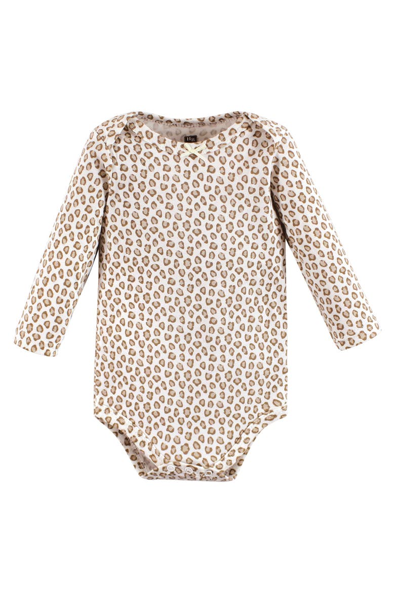 Soft Cotton Long-Sleeve Bodysuits, Alternate, color, Blush Rose Leopard 5-Pack