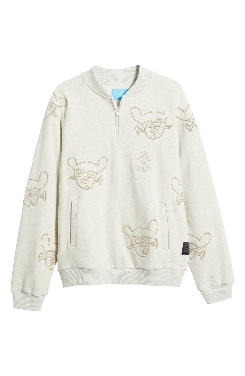 VIC GARCIA WORLD Chopped & Screwed Quarter Zip Pullover, Alternate, color, Heather Oatmeal