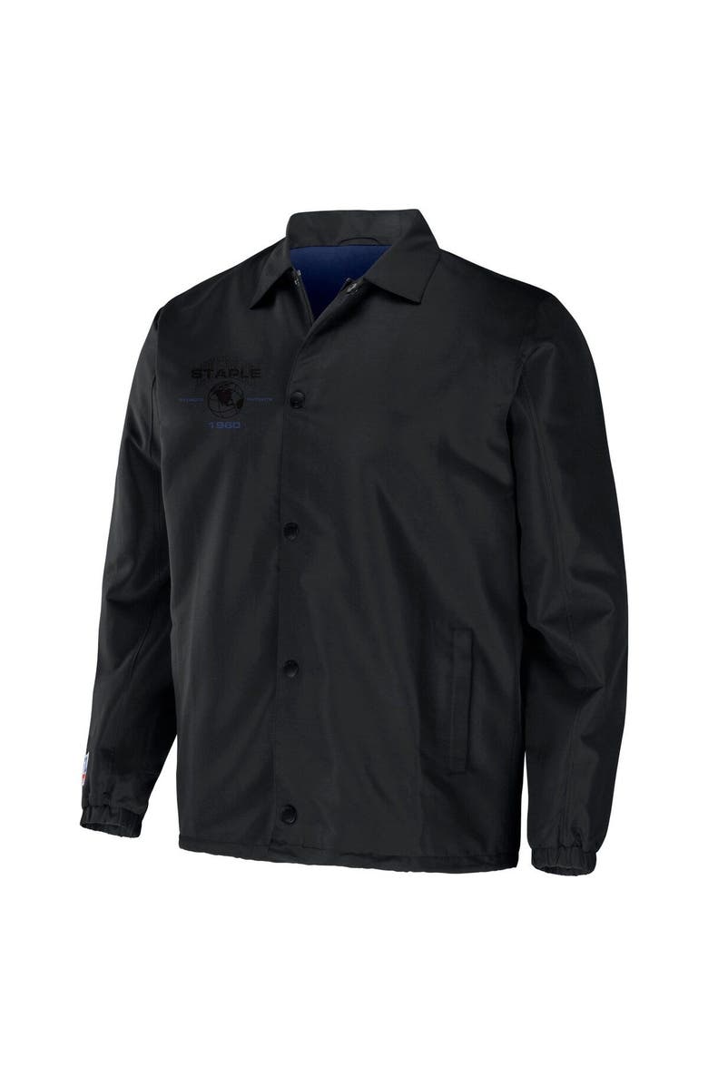 STAPLE Men's NFL x Staple Black New England Patriots Coaches Full-Snap Jacket, Alternate, color,