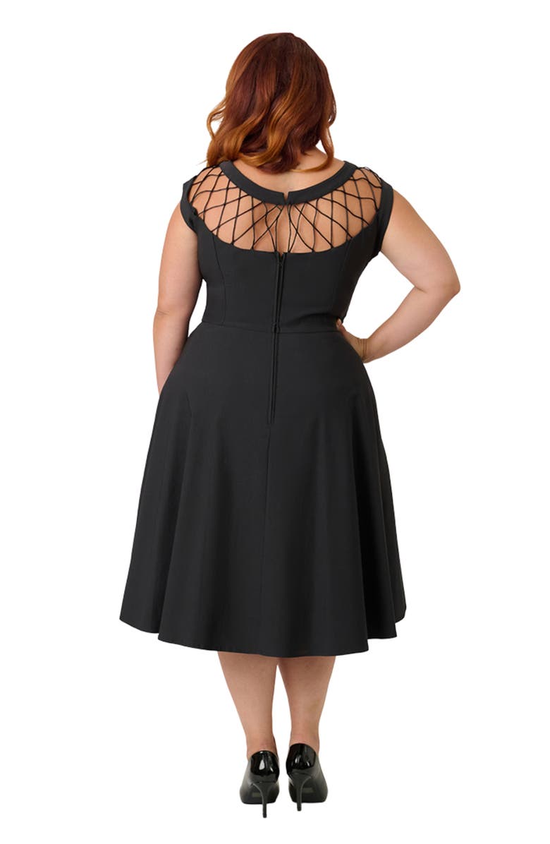 Unique Vintage Plus Size Diamond Cutout Swing Dress, Alternate, color, Black