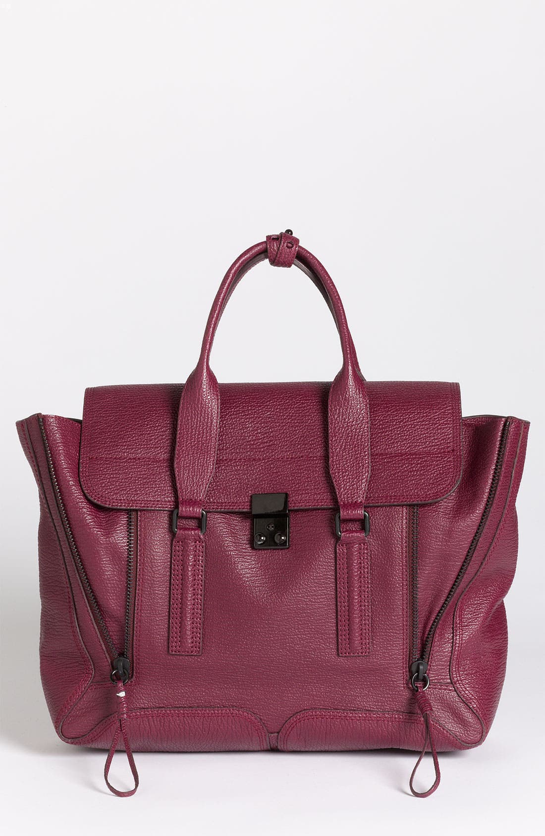 'Pashli' Leather Satchel, Main, color, AUBERGINE