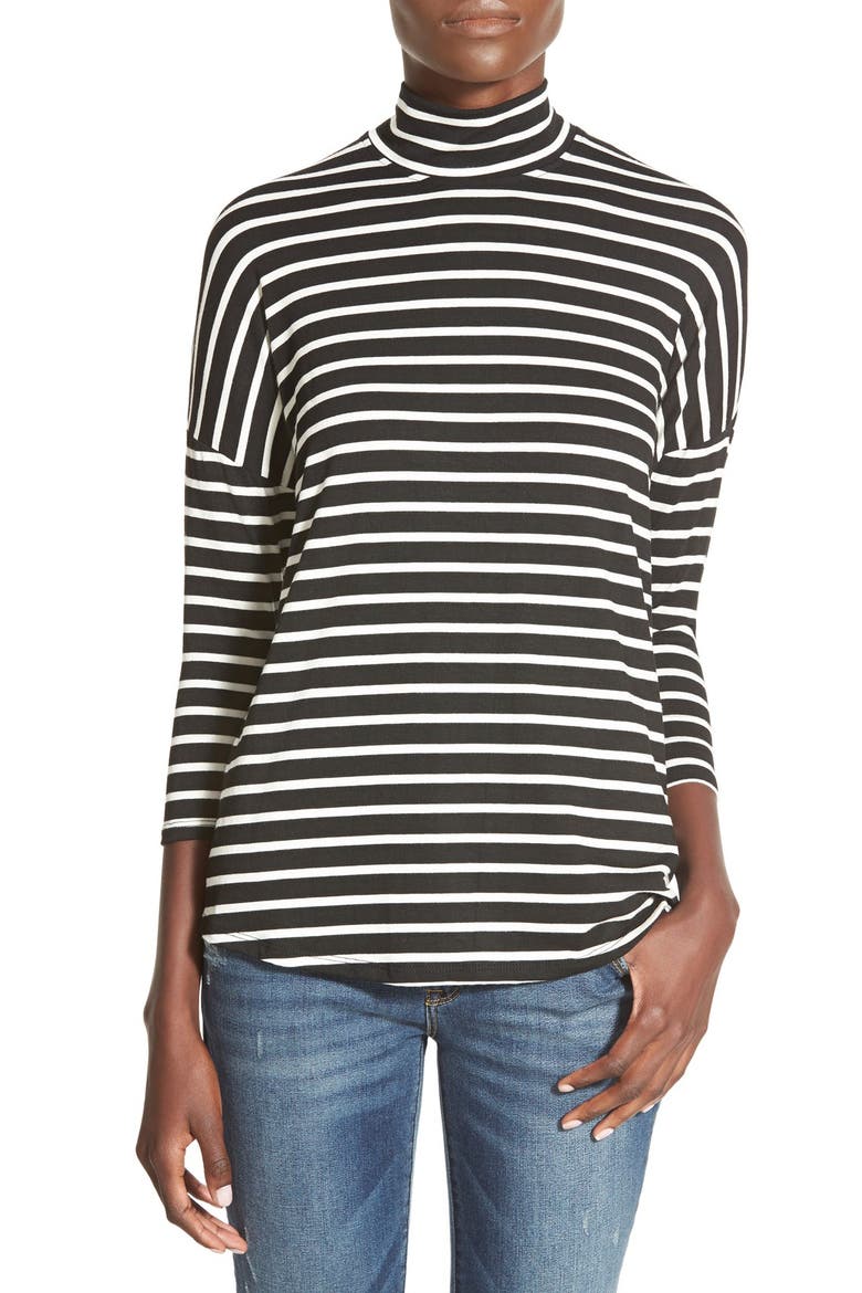 Oversize Mock Neck Tee, Main, color, BLACK