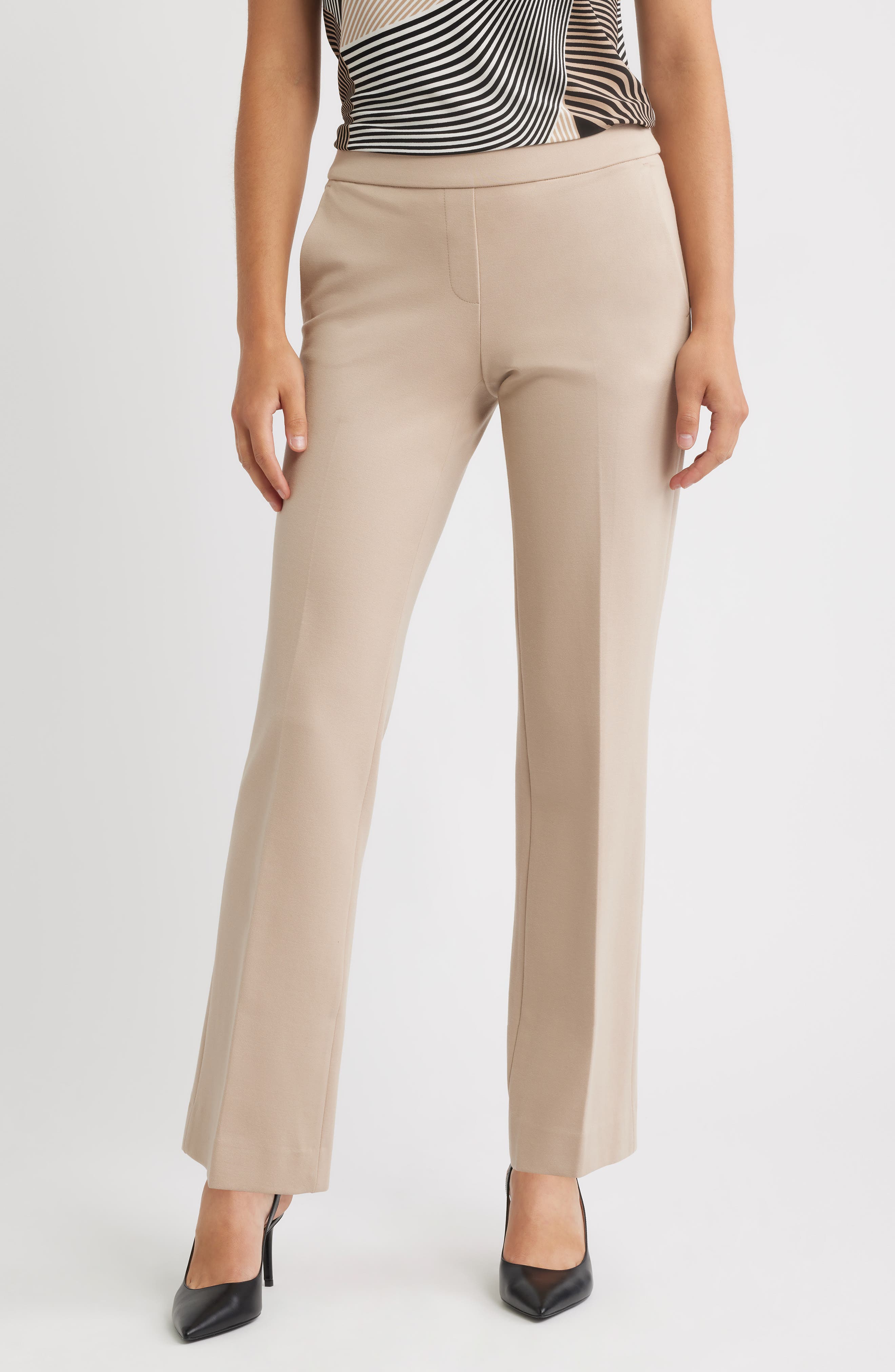 High Waist Pull-On Straight Leg Pants