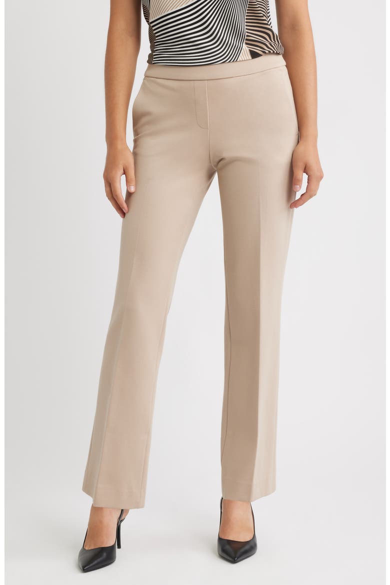 High Waist Pull-On Straight Leg Pants, Main, color, LATTE