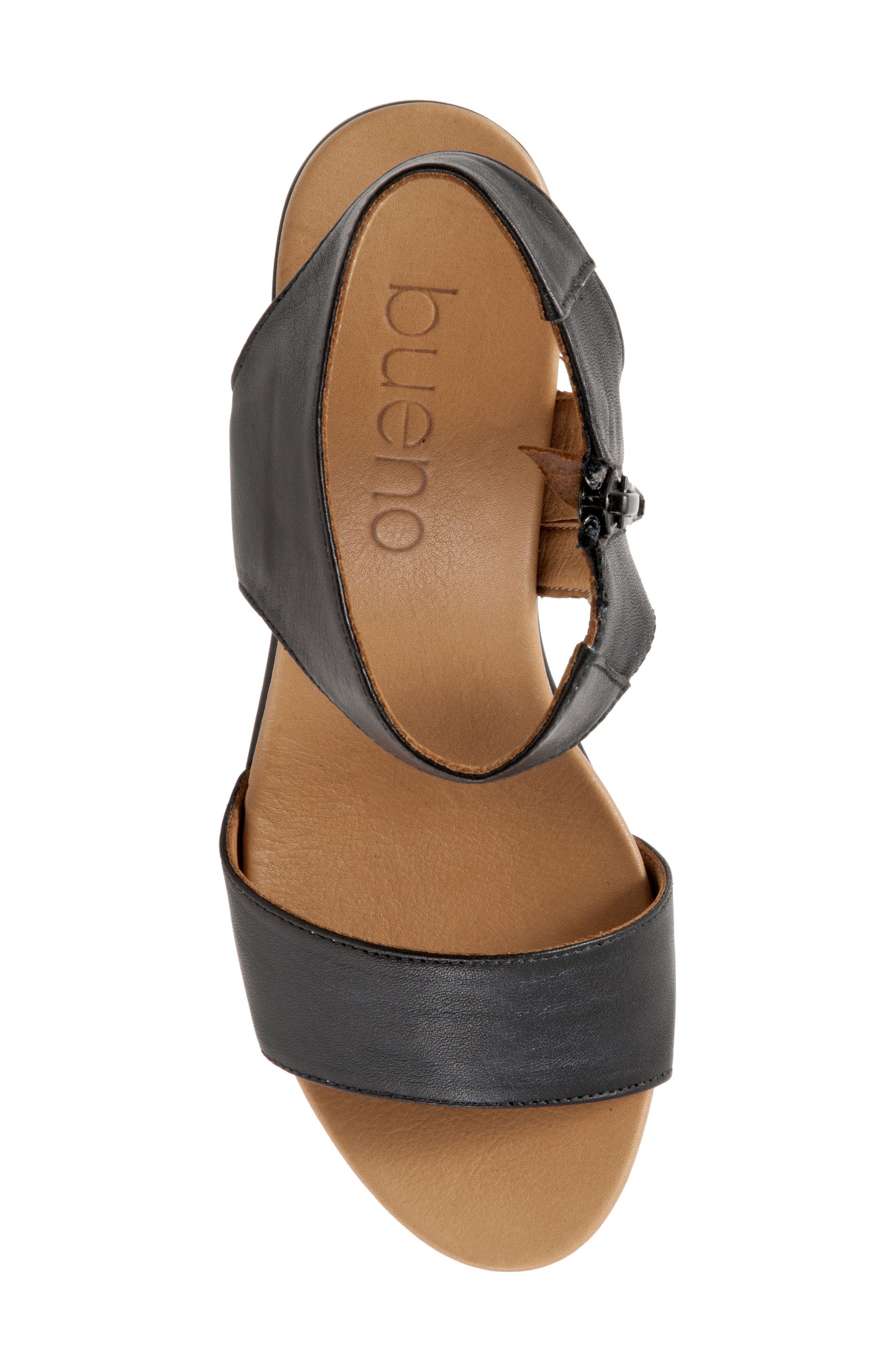 Bueno Ida Wedge Sandal, Alternate, color, Black Leather