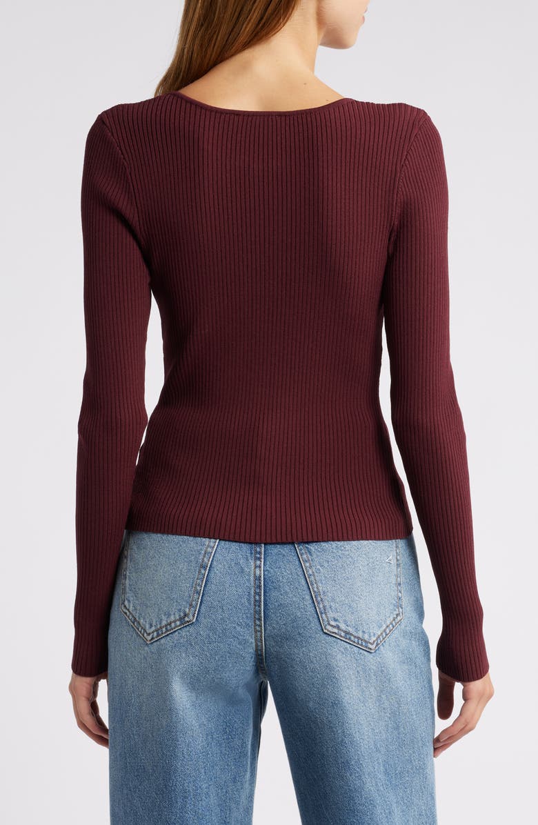 Good American Virgo Rib Zip Cardigan, Alternate, color, Oxblood002