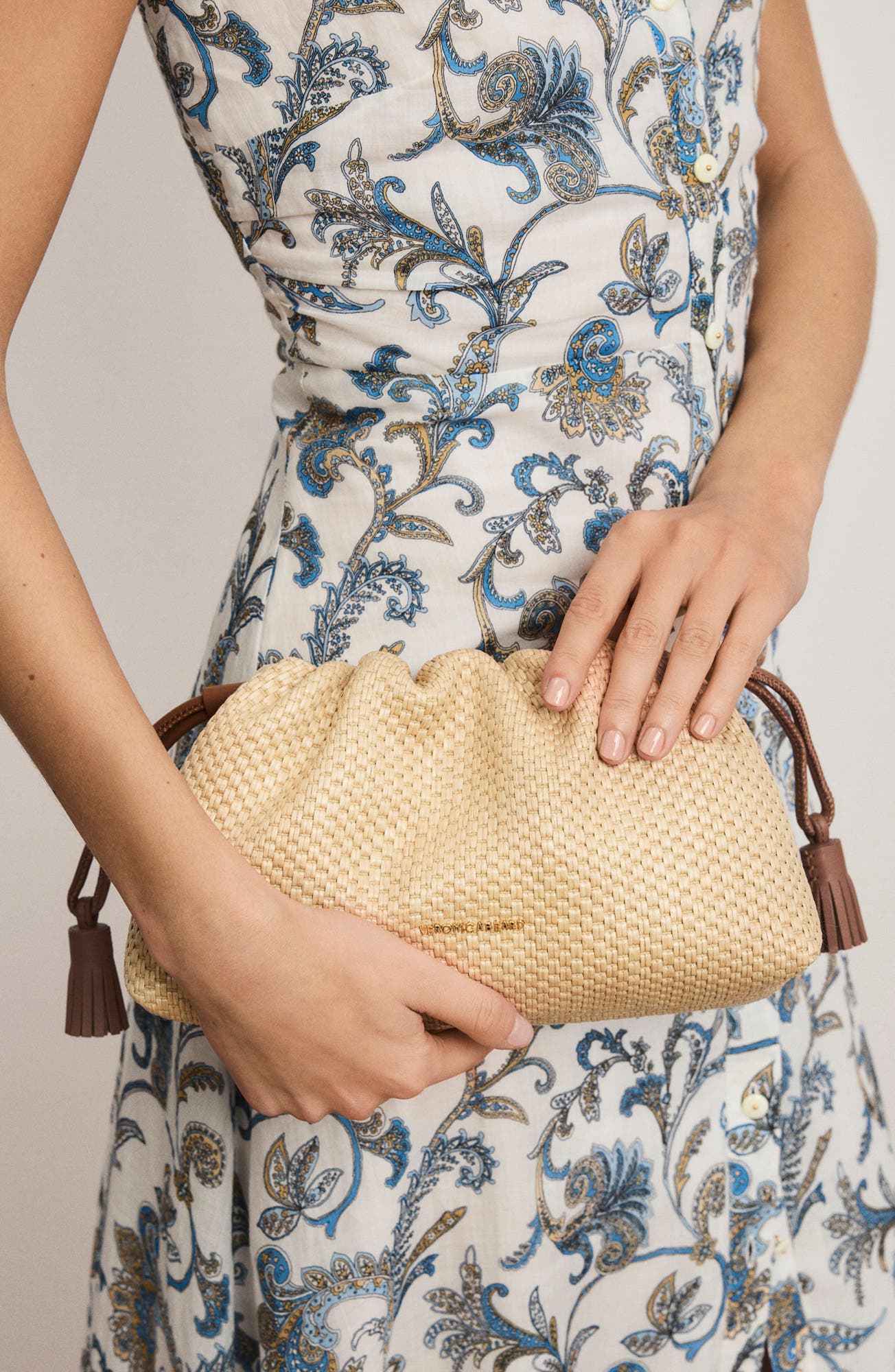 Veronica Beard Small Raffia Stash Bag, Alternate, color, Hazelwood Natural