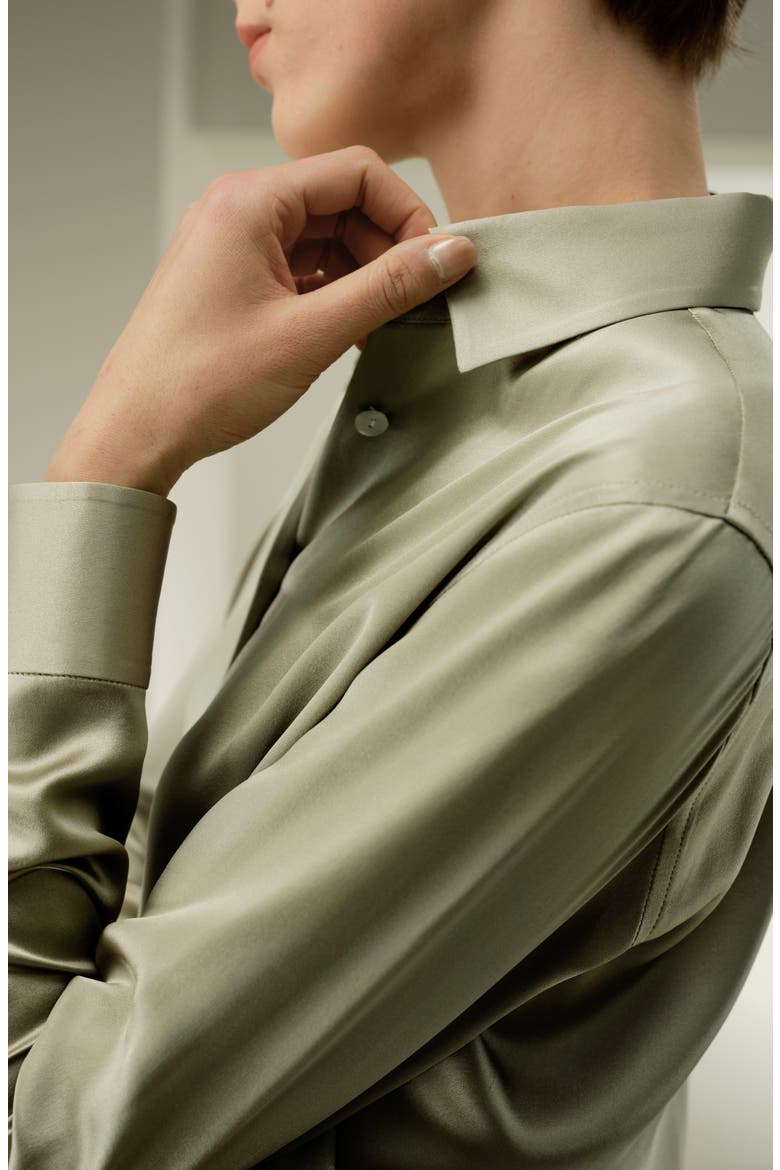 Women's Timeless Silk Charmeuse Shirt, Alternate, color, Artichoke