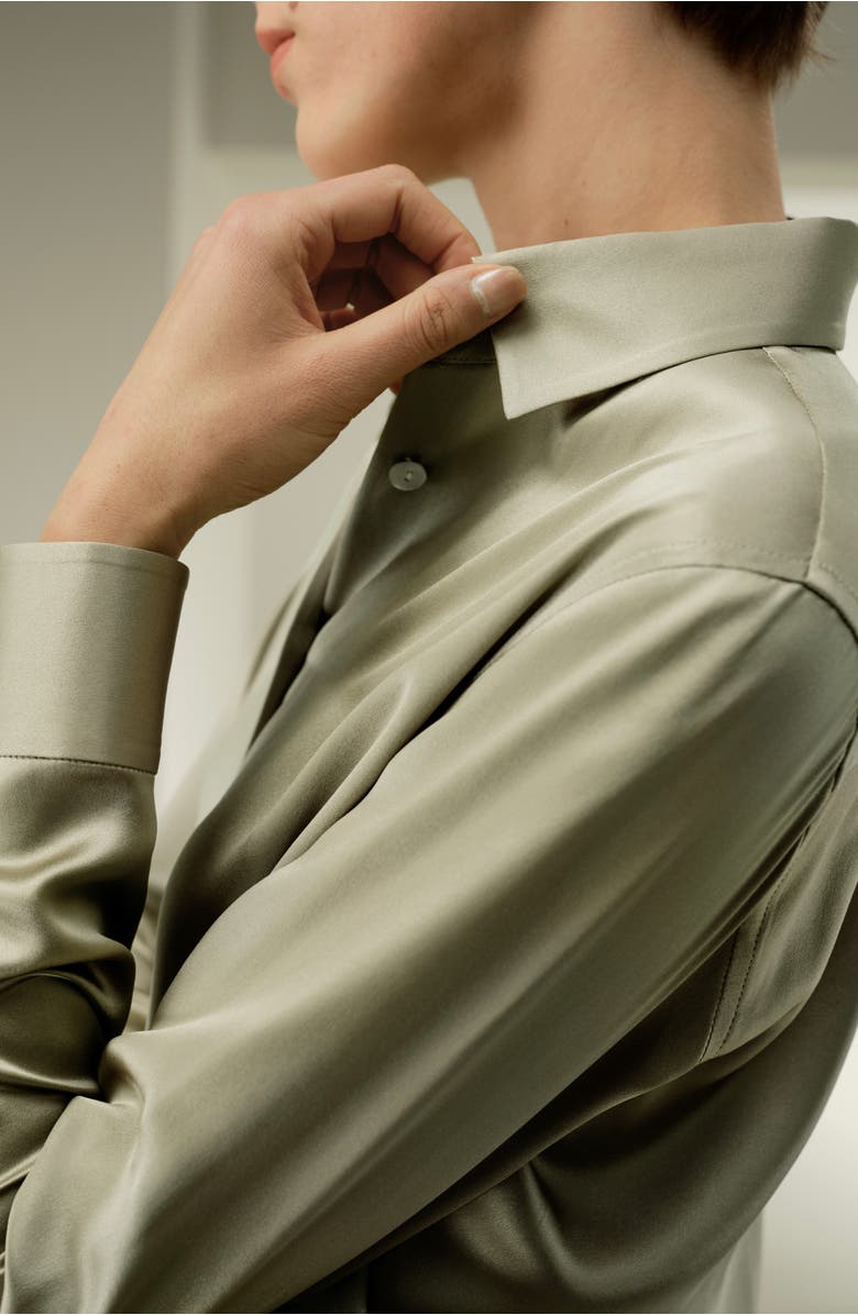 Lilysilk Timeless Silk Charmeuse Shirt, Alternate, color, Artichoke