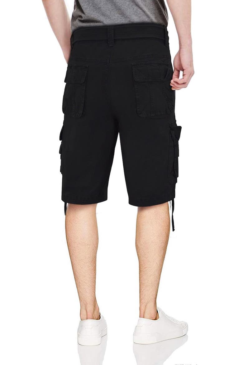 Belted Twill Piping Camo Shorts, Alternate, color, BLACK