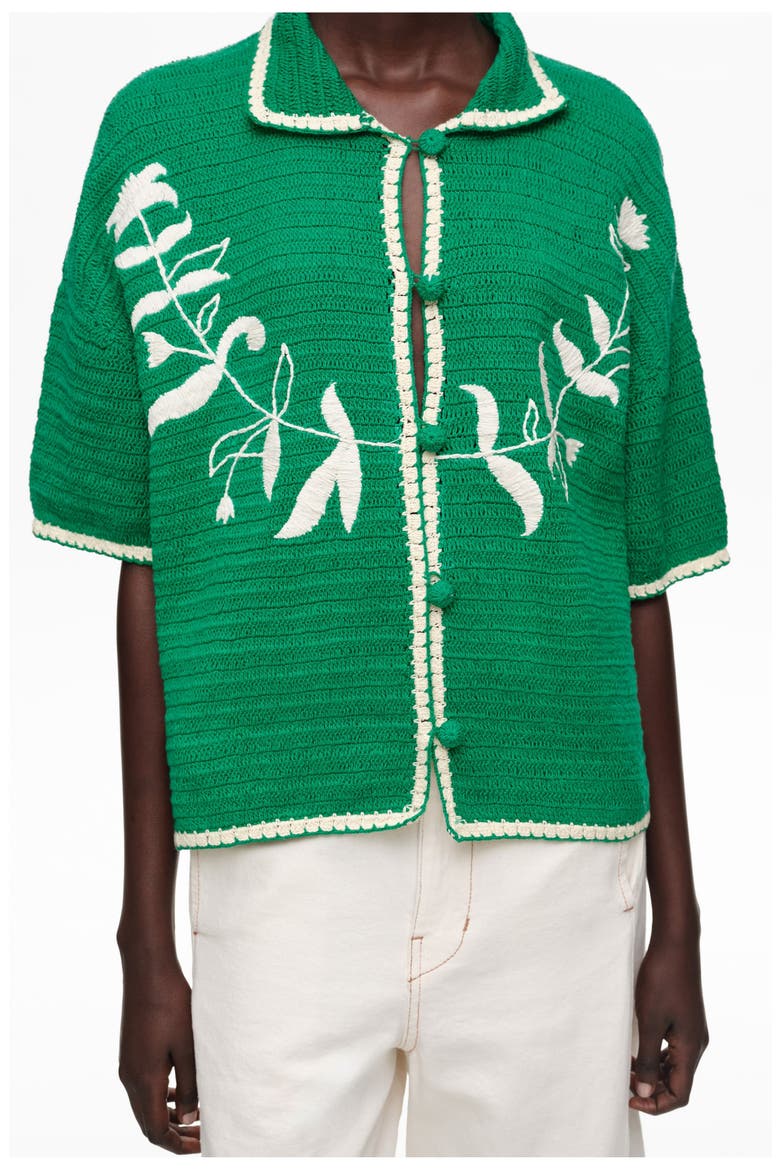 Embroidered Knit Sweater, Alternate, color, GREEN