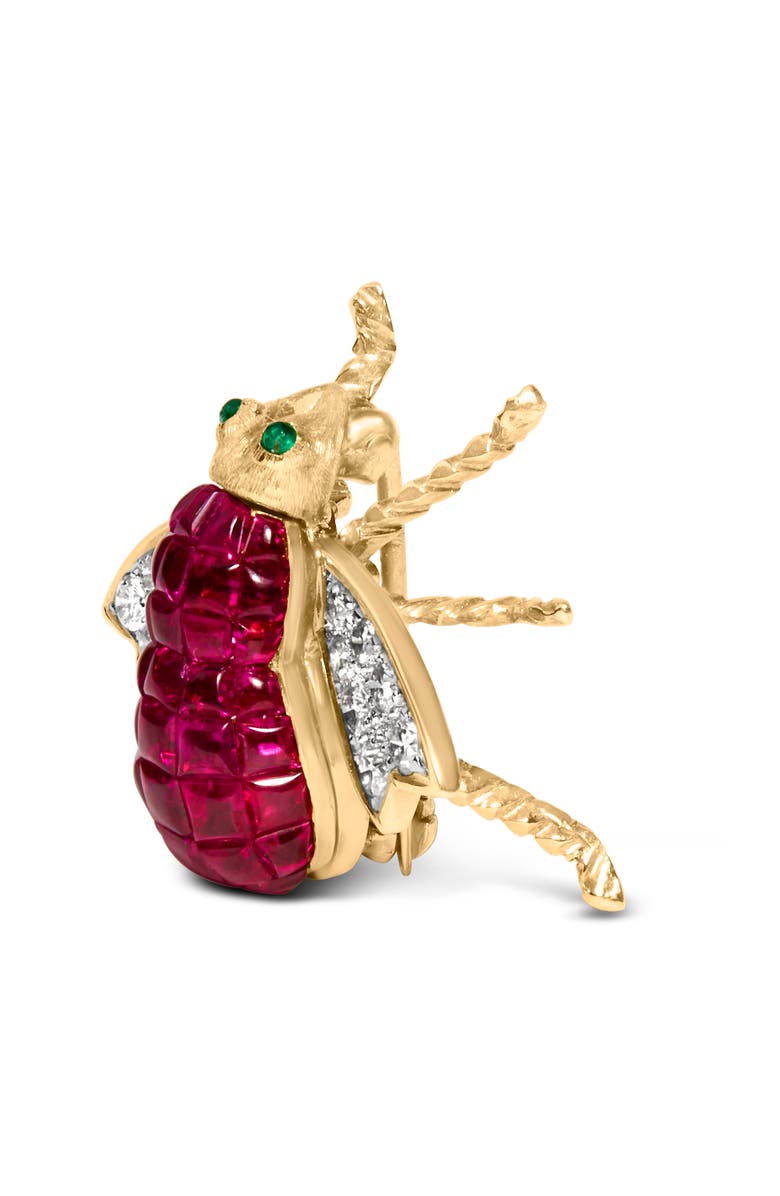Haus of Brilliance 18K Yellow Gold 3/8 Cttw Diamond and 6 3/4 Cttw Red Ruby Bumblebee Brooch Pin, Alternate, color, Yellow