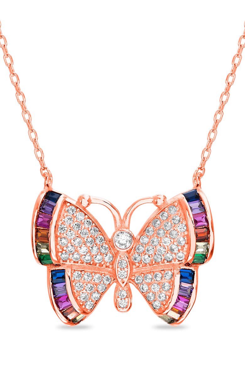 Lesa Michele Rainbow Butterfly Cubic Zirconia Necklace, Main, color, 