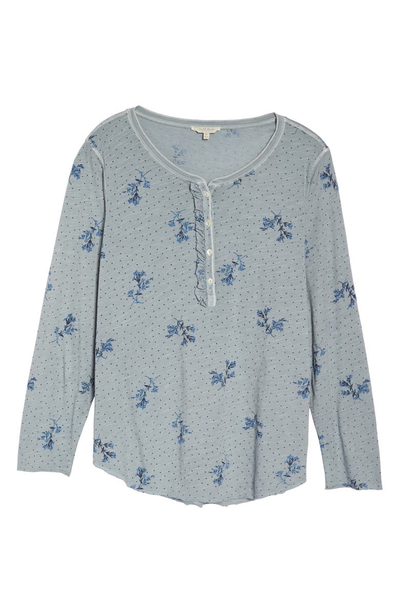 Lucky Brand Washed Ruffle Henley Top, Alternate, color, 
