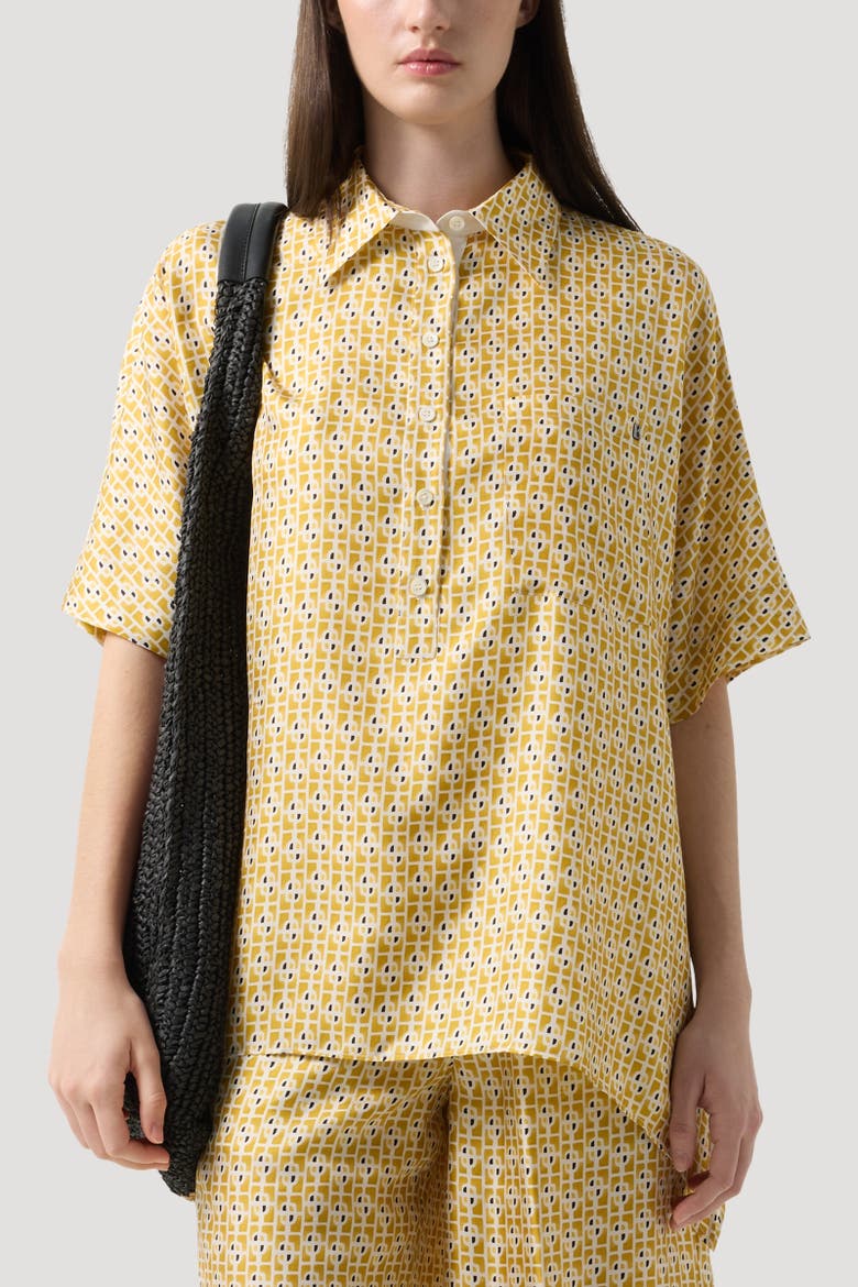 Elvira Silk Blouse, Alternate, color, Yellow/cream