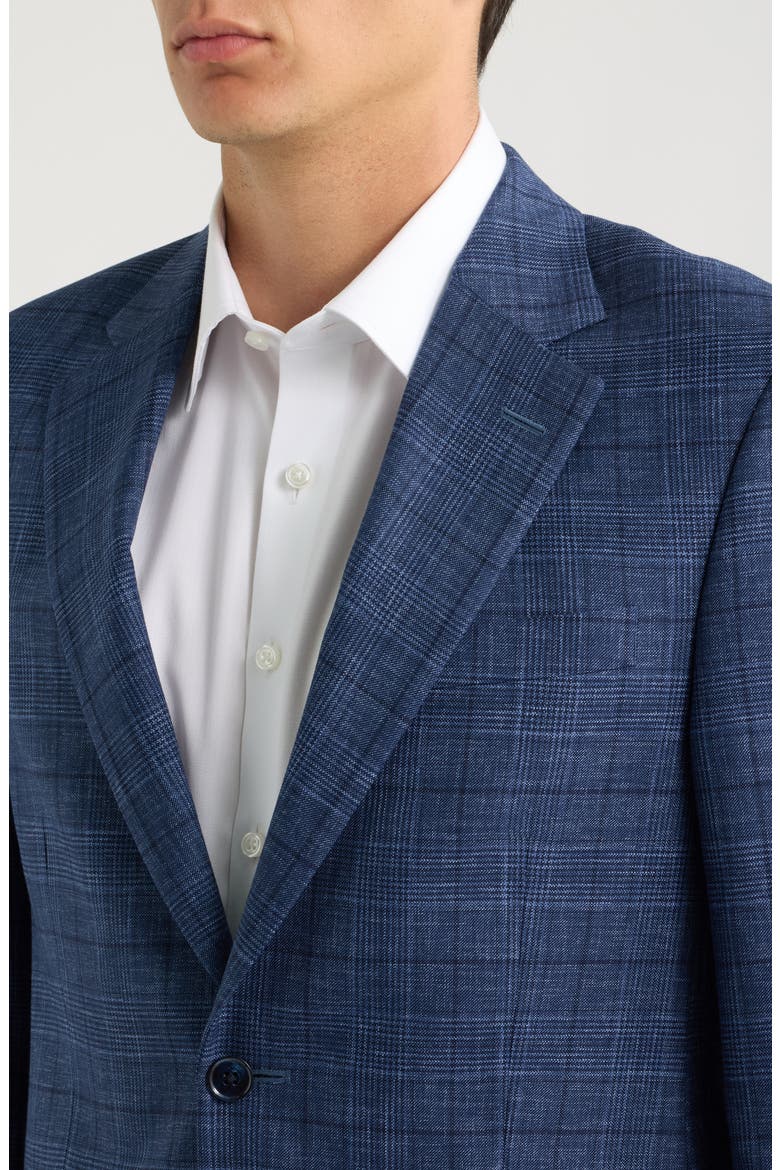 Flynn Classic Fit Navt Glen Plaid Slub Wool Sport Coat, Alternate, color, BLUE