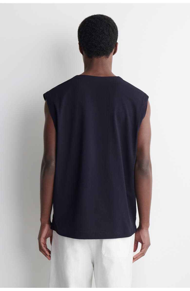 COS Cotton Henley Tank Top, Alternate, color, Navy