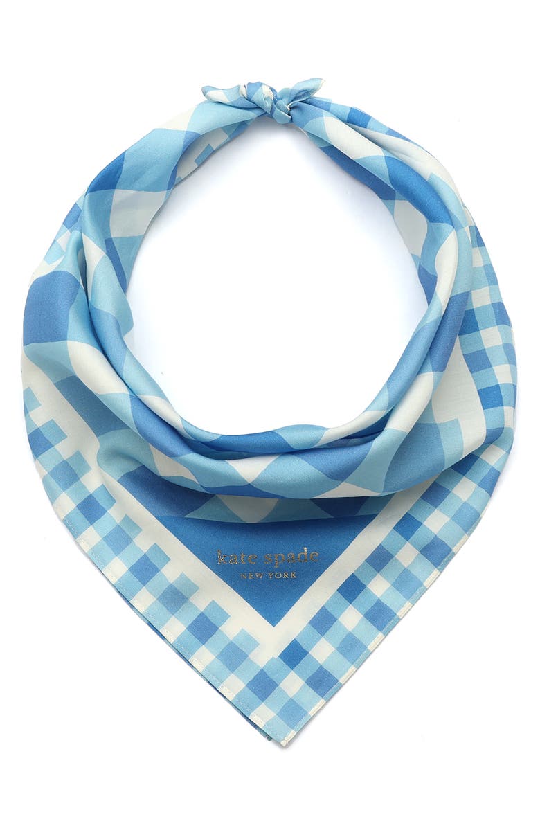 Kate Spade New York beach plaid cotton & silk bandana, Main, color, 