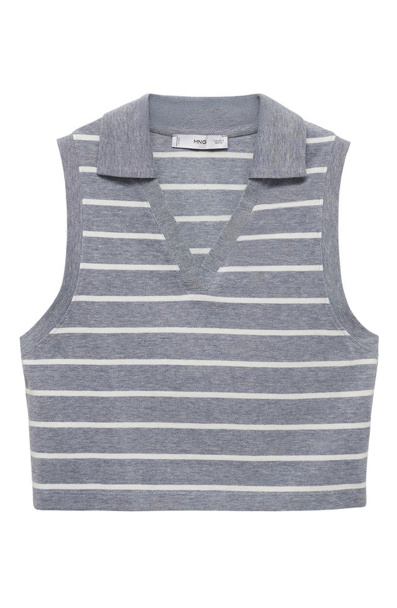 MANGO Stripe Crop Polo, Alternate, color, Blue