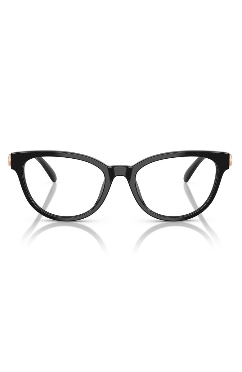 COACH 53mm Pillow Optical Glasses, Main, color, Black