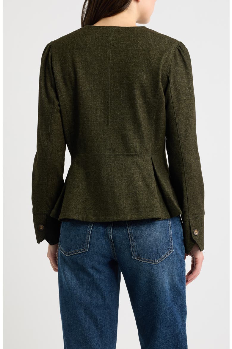 Puff Shoulder Button Front Jacket, Alternate, color, GOLDEN OLIVE