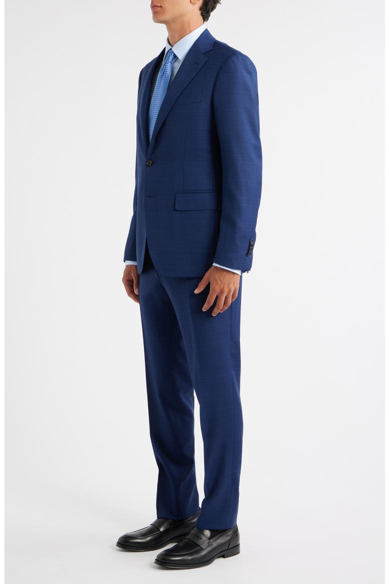 Kei Trim Fit Shadow Plaid Wool Suit, Alternate, color, NAVY