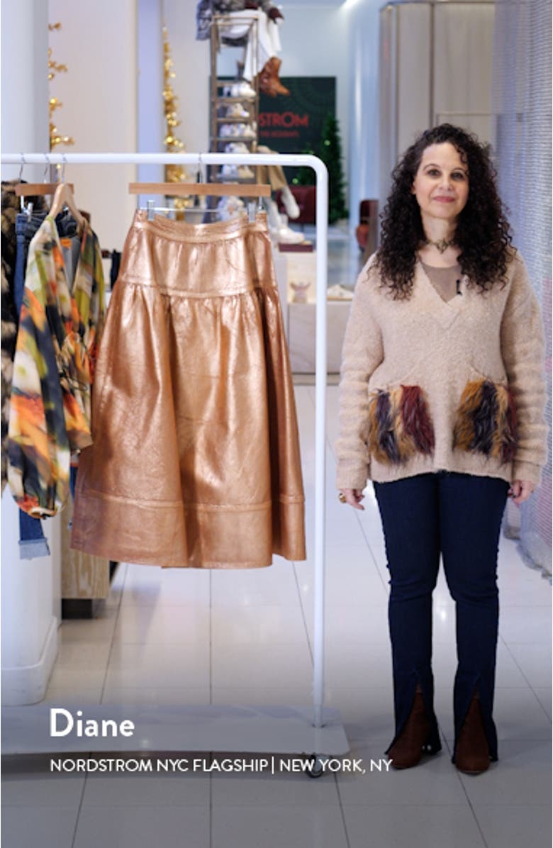 The Astrid Metallic Denim Tiered Skirt, sales video thumbnail