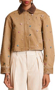 Avec Les Filles Embellished Cropped Barn Jacket