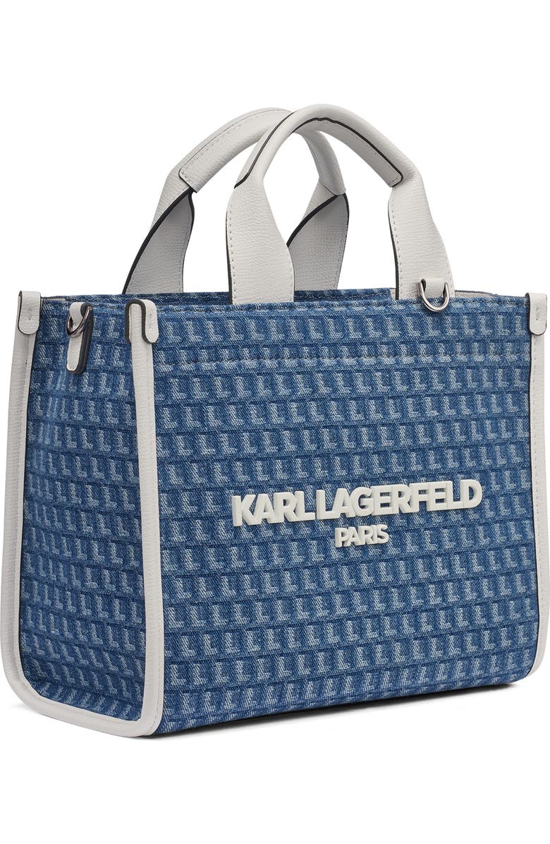 KARL LAGERFELD PARIS Kristina Denim Jacquard Tote, Alternate, color, Denim/White