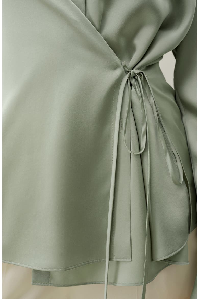 Women's Convertible Silk Charmeuse Shirt, Alternate, color, Pale Turquoise
