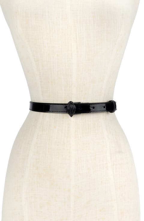 Patent Leather Belt with Eagle Head Buckle