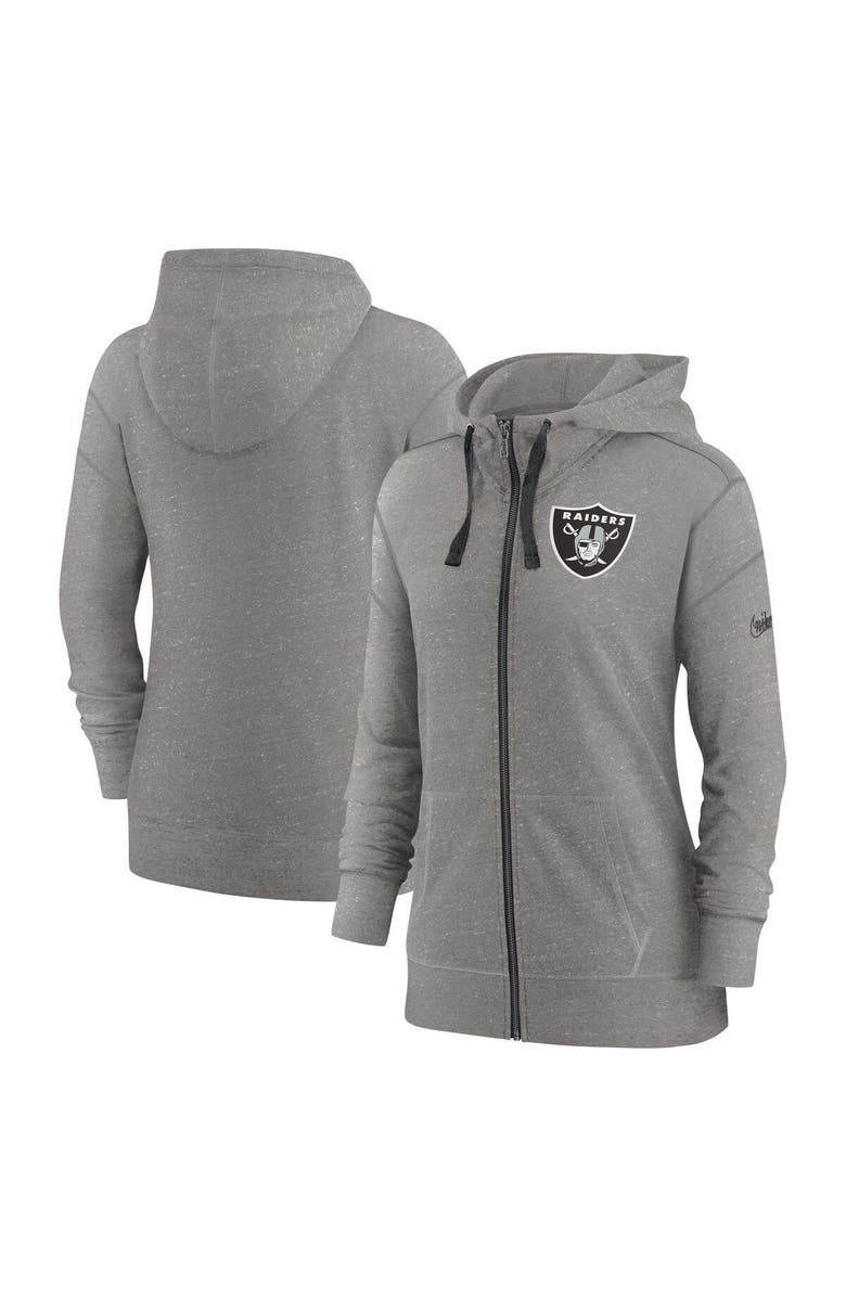 Nike Women's Nike Heather Charcoal Las Vegas Raiders Gym Vintage Full-Zip Hoodie, Main, color, 