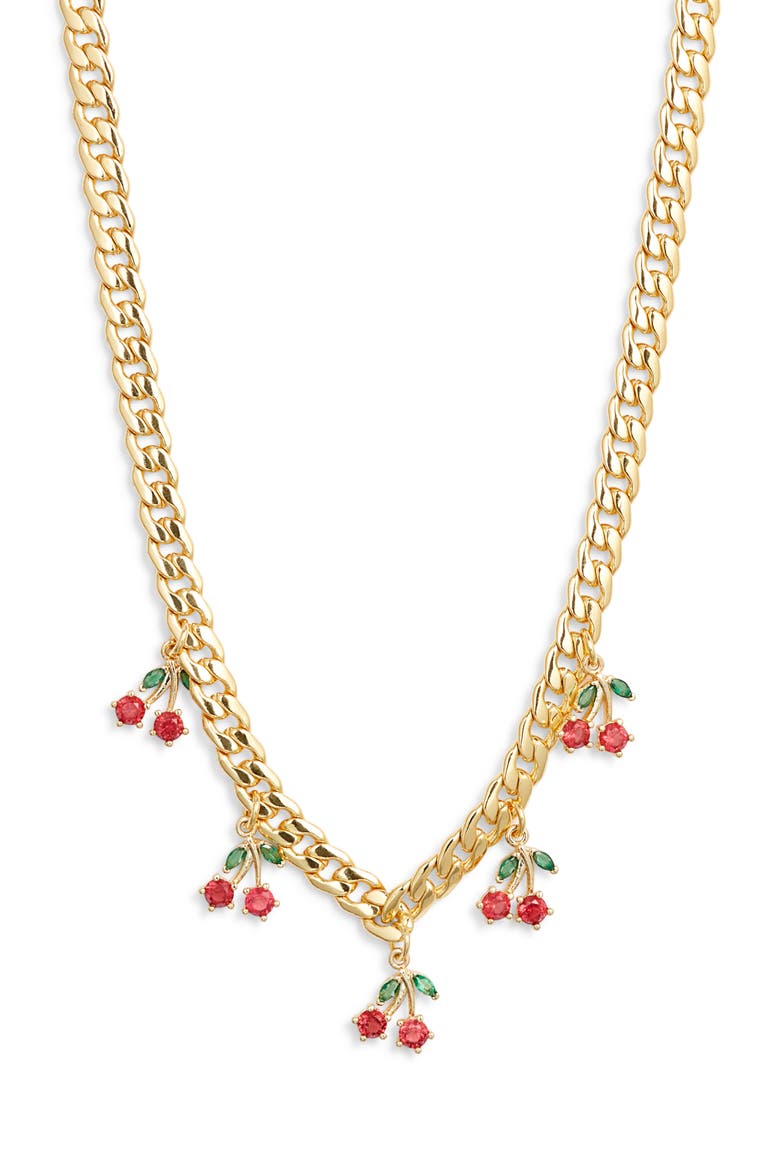 Cherry Pie Curb Chain Necklace, Main, color, GOLD