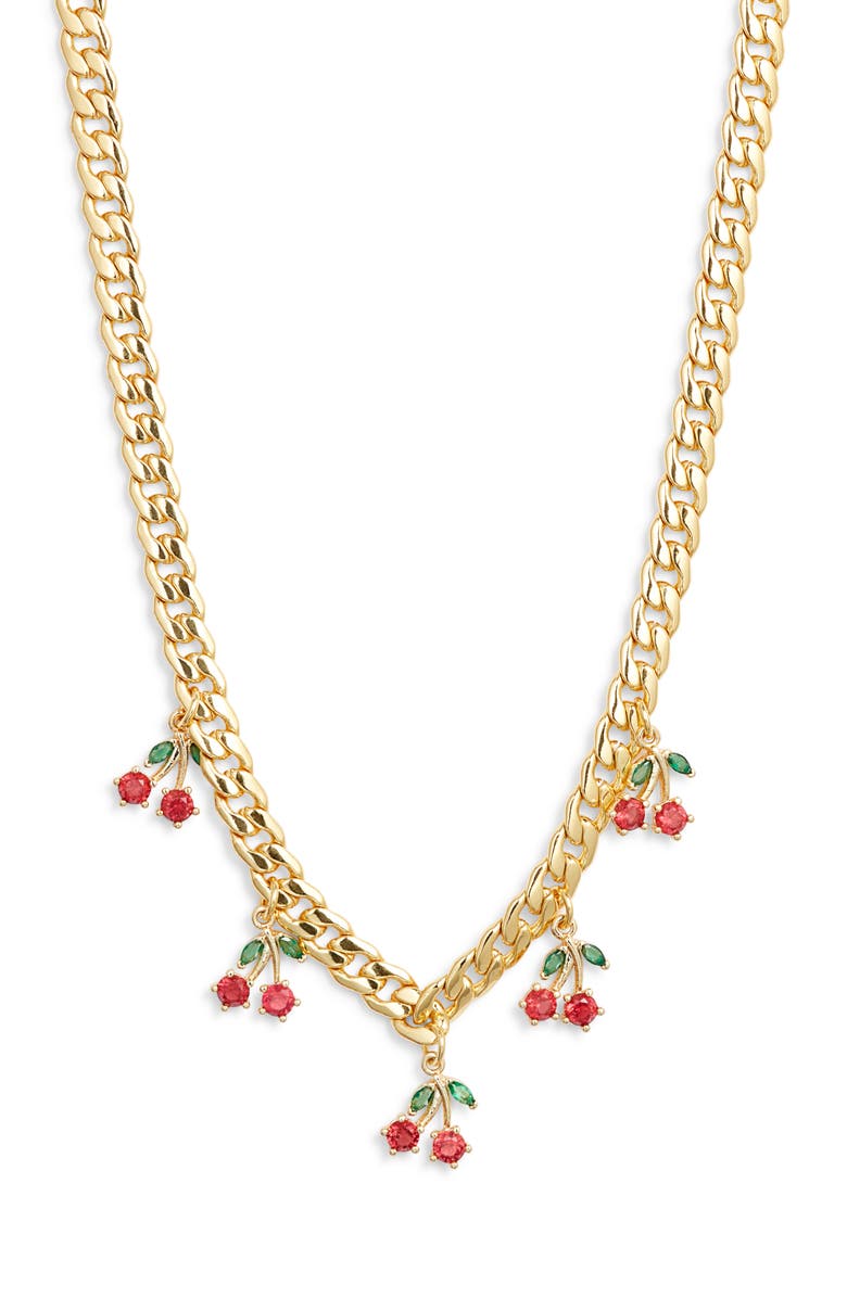 VIDAKUSH Cherry Pie Curb Chain Necklace, Main, color, Gold