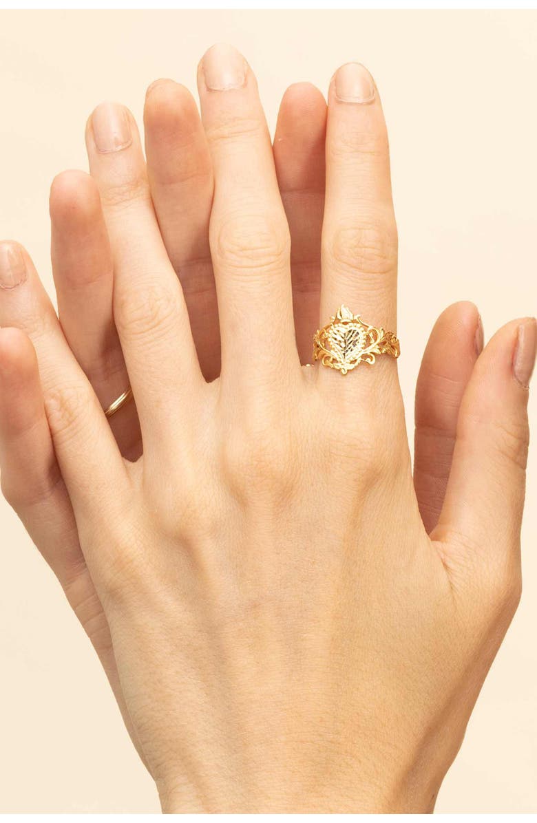 Oradina 14K Gold Hearts Desire Statement Ring, Alternate, color,