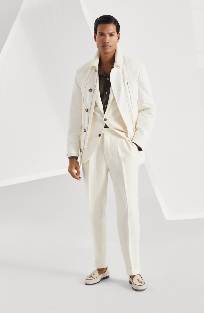 Brunello Cucinelli Diagonal twill unconstructed blazer, Alternate, color, 