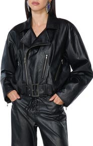 AFRM Belted Faux Leather Bubble Jacket