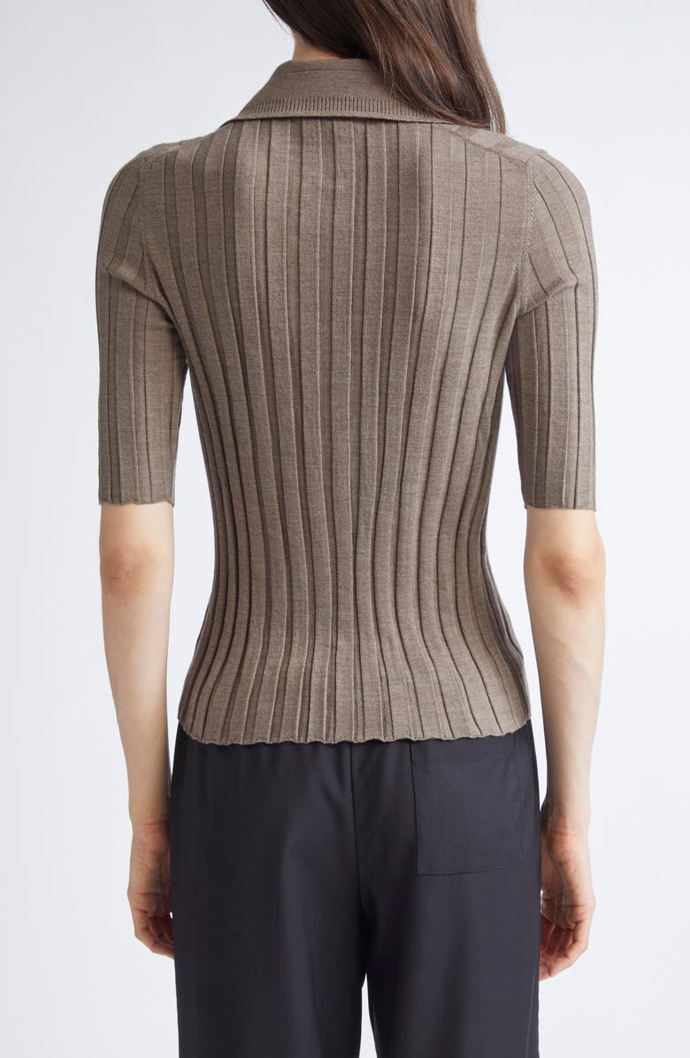 NACKIYÈ Sugarman Rib Wool Polo Sweater, Alternate, color, Choco