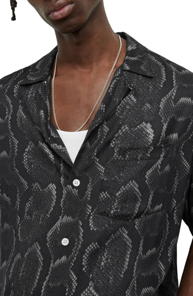 AllSaints Shedded Snake Print Button-Up Shirt, Alternate, color,
