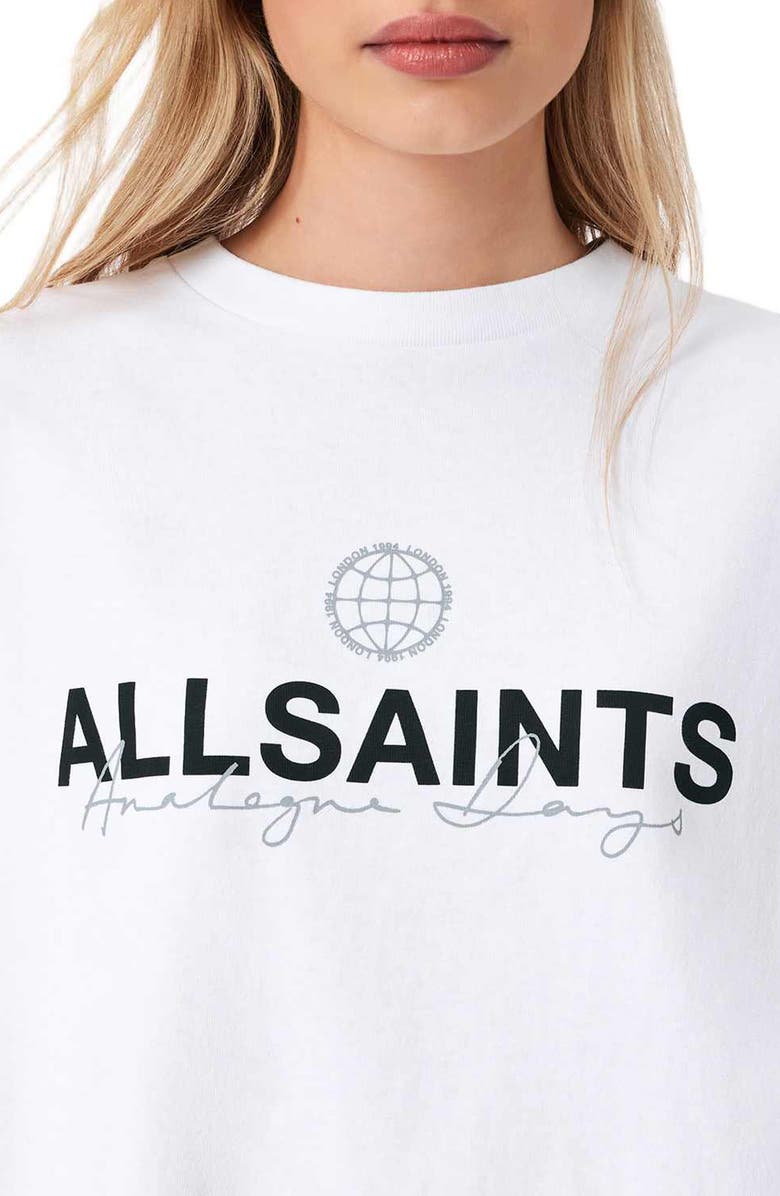 AllSaints Emblem Avri Logo Slit Back Graphic T-Shirt, Alternate, color, White