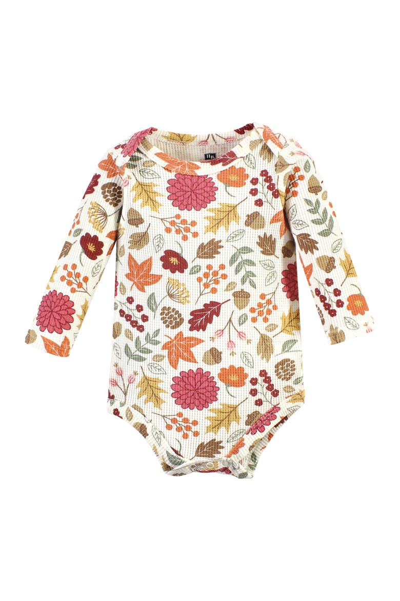 Thermal Long Sleeve Bodysuits, Alternate, color, Acorn Botanical