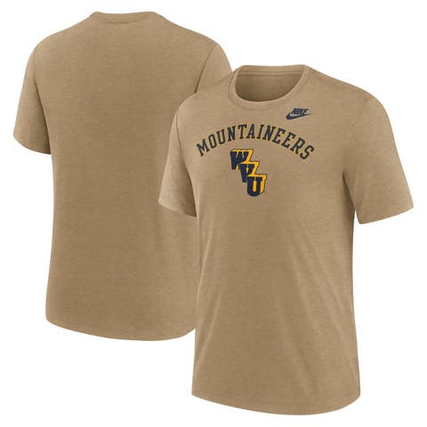Men's Nike Heather Light Brown West Virginia Mountaineers Legacy Arch Tri-Blend T-Shirt