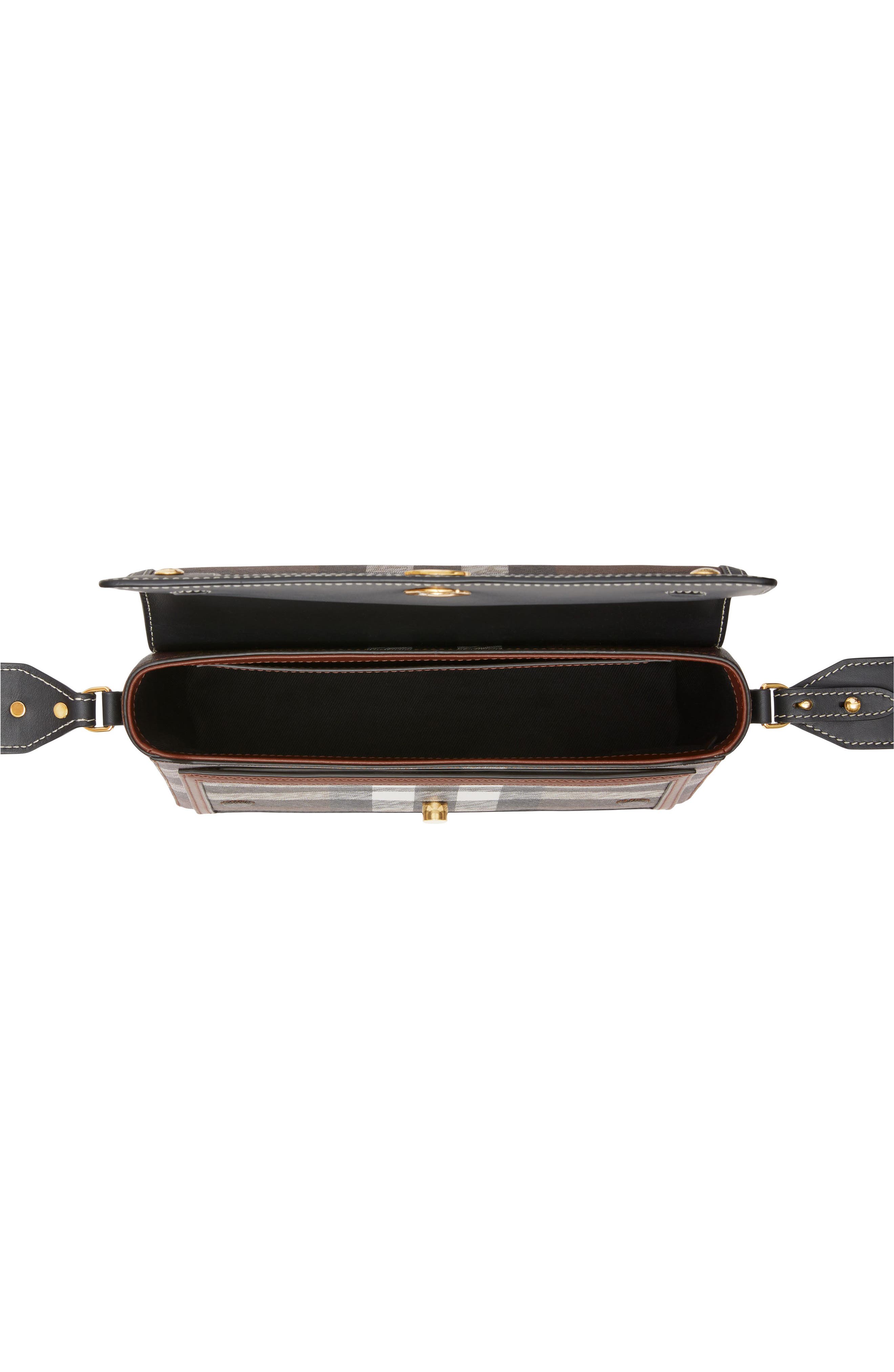 Burberry Medium Note Check & Leather Crossbody Bag, Alternate, color, 