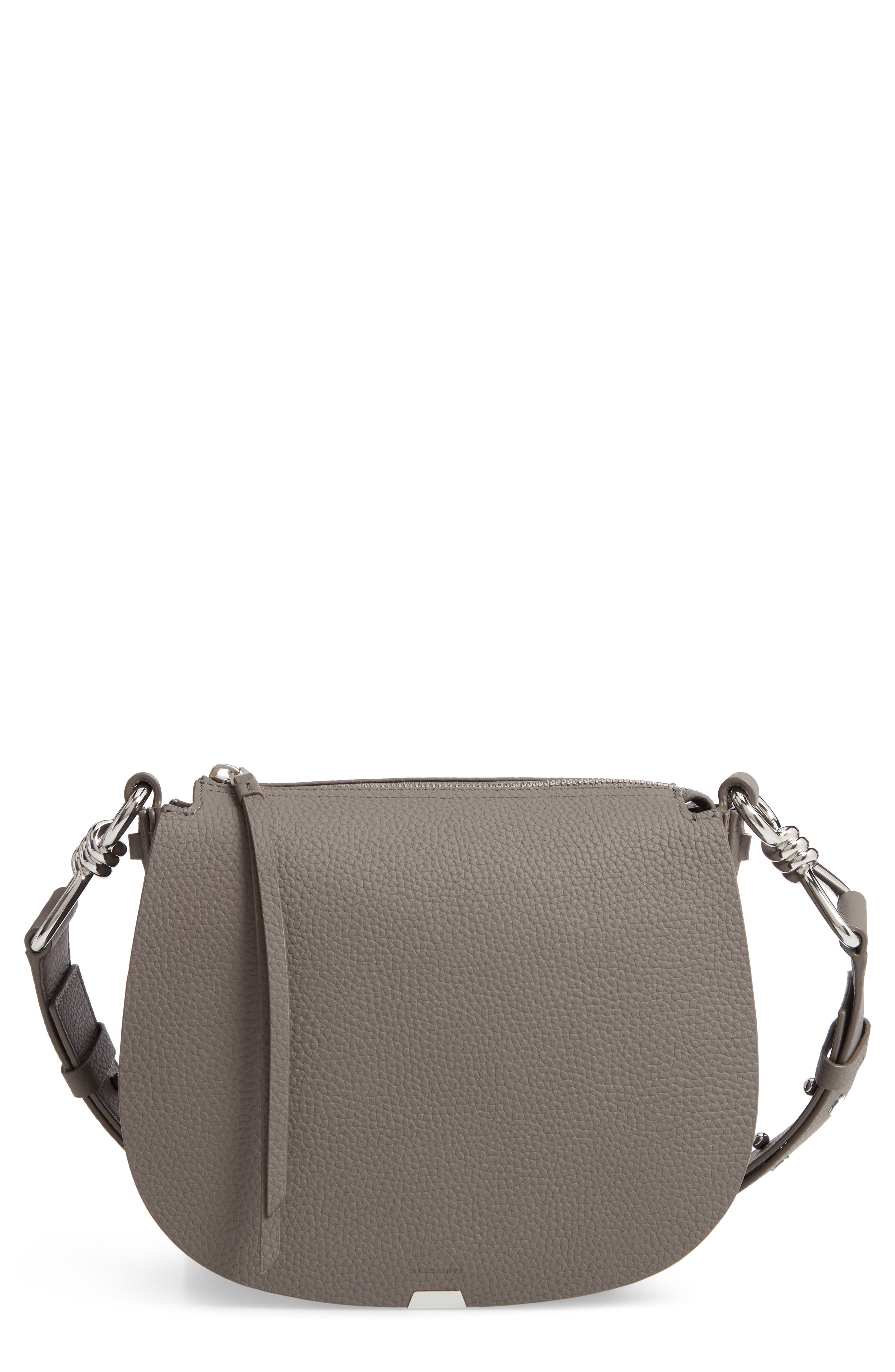 AllSaints Captain Round Leather Crossbody Bag, Main, color, 