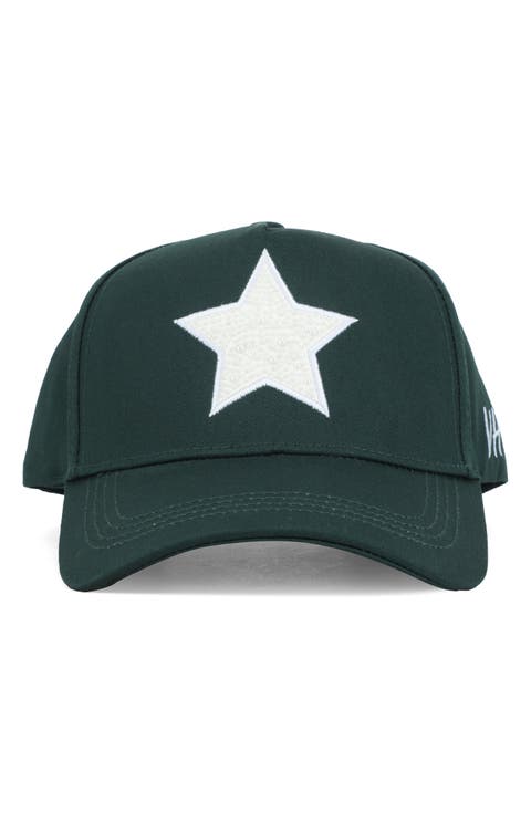 Faux Pearl Star Patch Baseball Cap