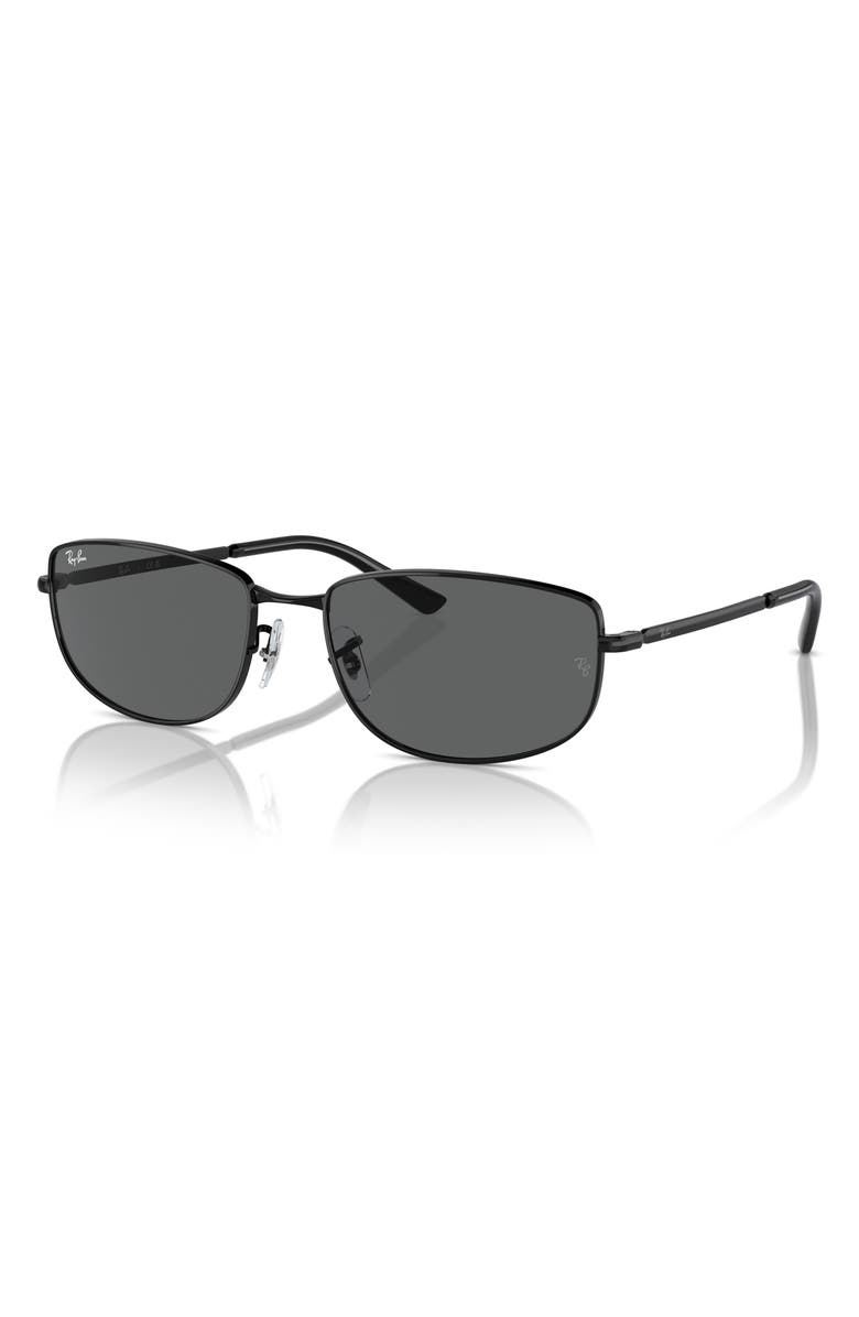 Ray-Ban 59mm Oval Sunglasses, Alternate, color, Black